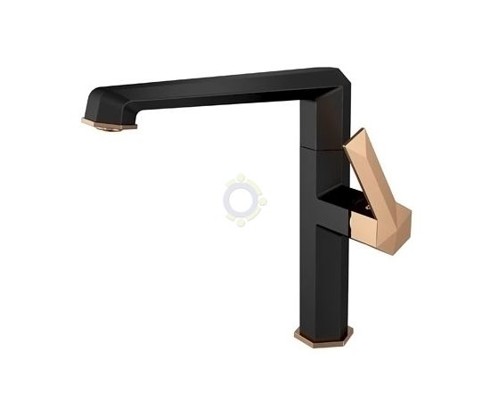 Смеситель Golden Fox Hyde 10630 д/кухни с высоким изливом черный с золотом