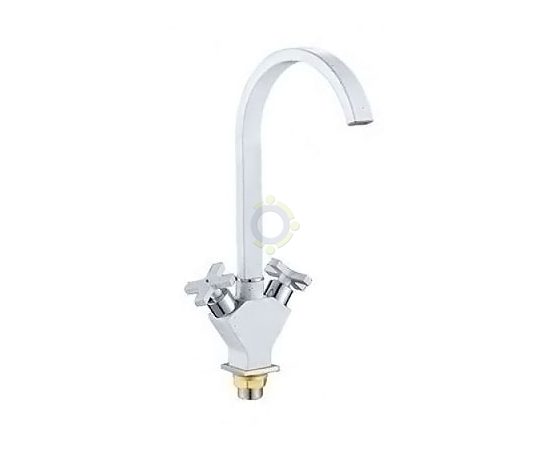 Смеситель для кухни Gota Rocio G7109737 с 2-мя рукоятками с высоким изливом,цвет белый